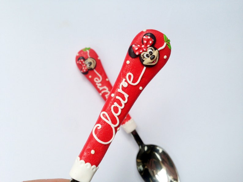 Minnie Spoon and Fork Gift for Girl Personalized Minnie Cutlery Set Baby Girl Easter Gift Personalized Kids Gift Gift for Toddler