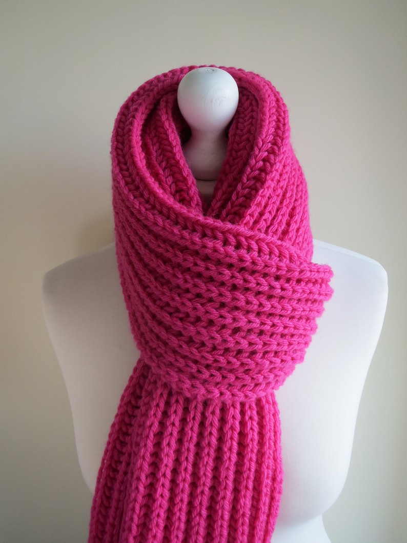 Pink Merino Wool Scarf. Pink Chunky Ribbed Scarf. Pink Long & | Etsy
