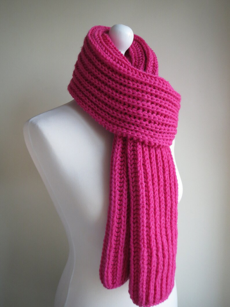 Pink Merino Wool Scarf. Pink Chunky Ribbed Scarf. Pink Long & | Etsy