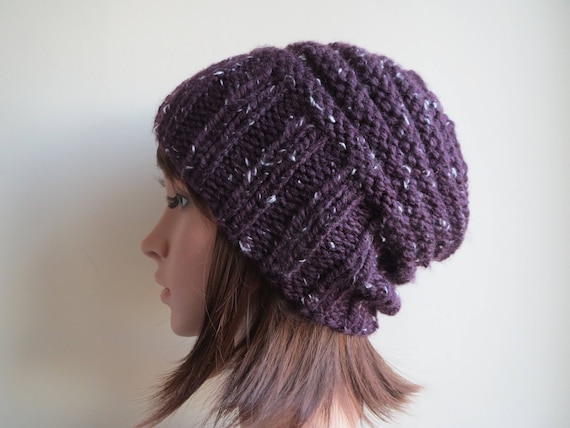 Knitting Pattern - Slouchy, Chunky Beanie Pattern. Adult Knit Hat Pattern. Beehive Knit Hat. Knitted Hat Pattern. Knit Fashion Hat Pattern.