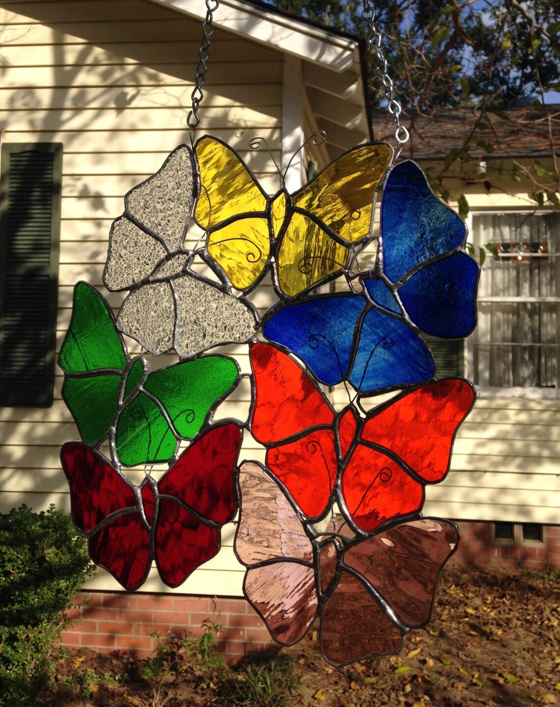 Stained Glass Window Suncatcher Butterfly Cluster Etsy