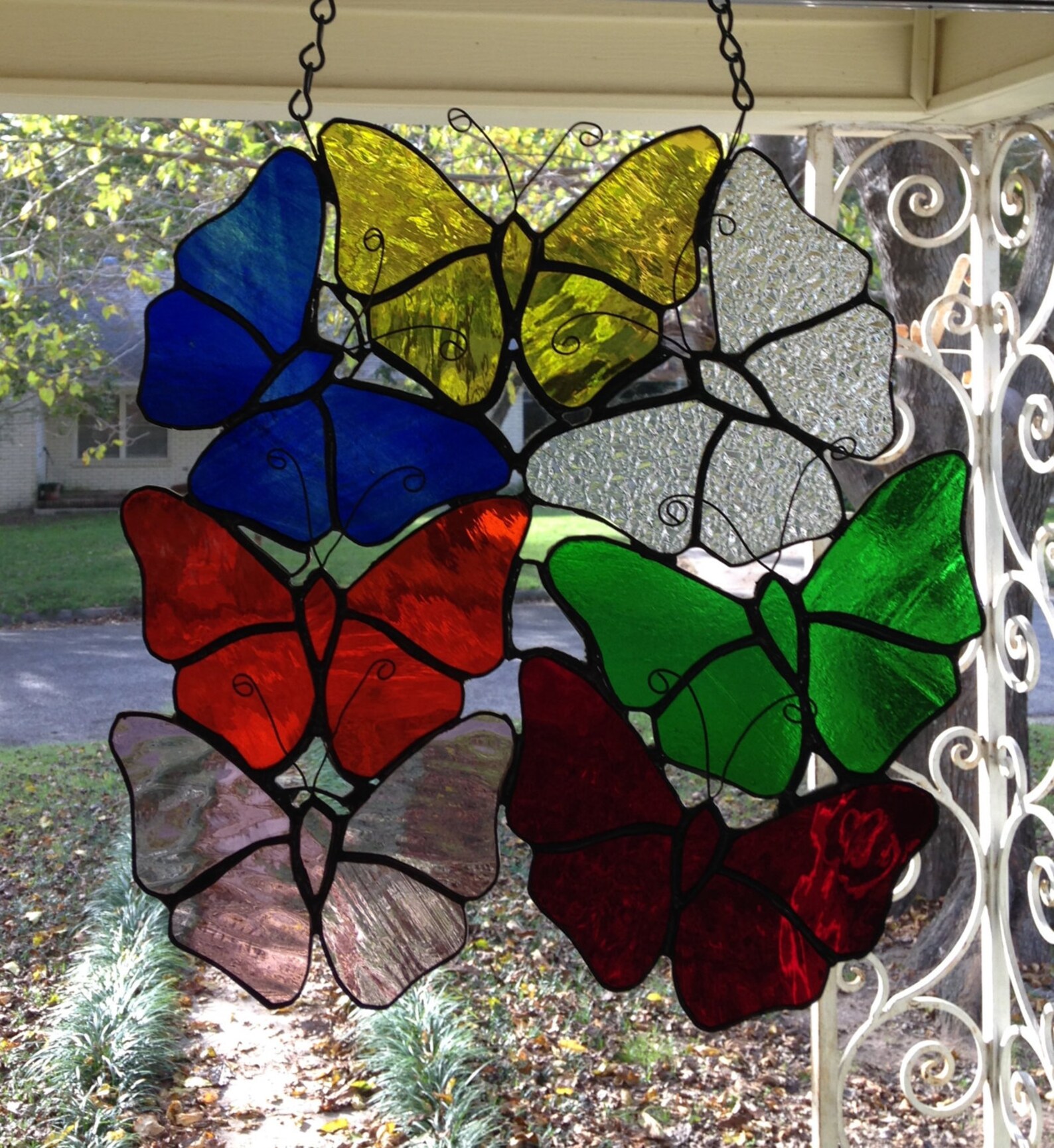 Stained Glass Window Suncatcher Butterfly Cluster Etsy