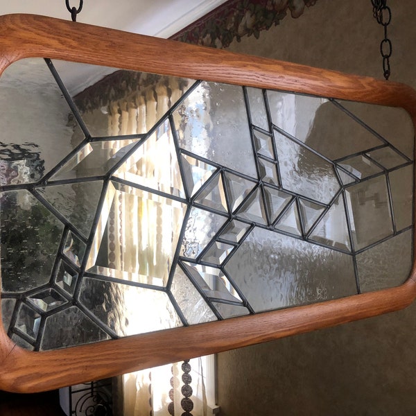 Stained Glass Window Panel With Oak Frame Etsy