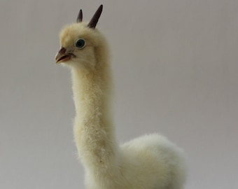 Custom Giraffe Chicken Creature: Hand-Painted Eyes, Clay Horns (Made To Order)