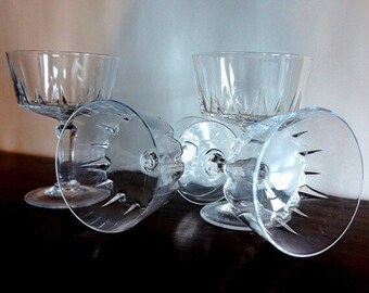 Champagne Coupe Glasses • French Stems • Vintage Barware | Stemware • Versailles Cristal D’Arques • Saucers • Wine Glasses  • France