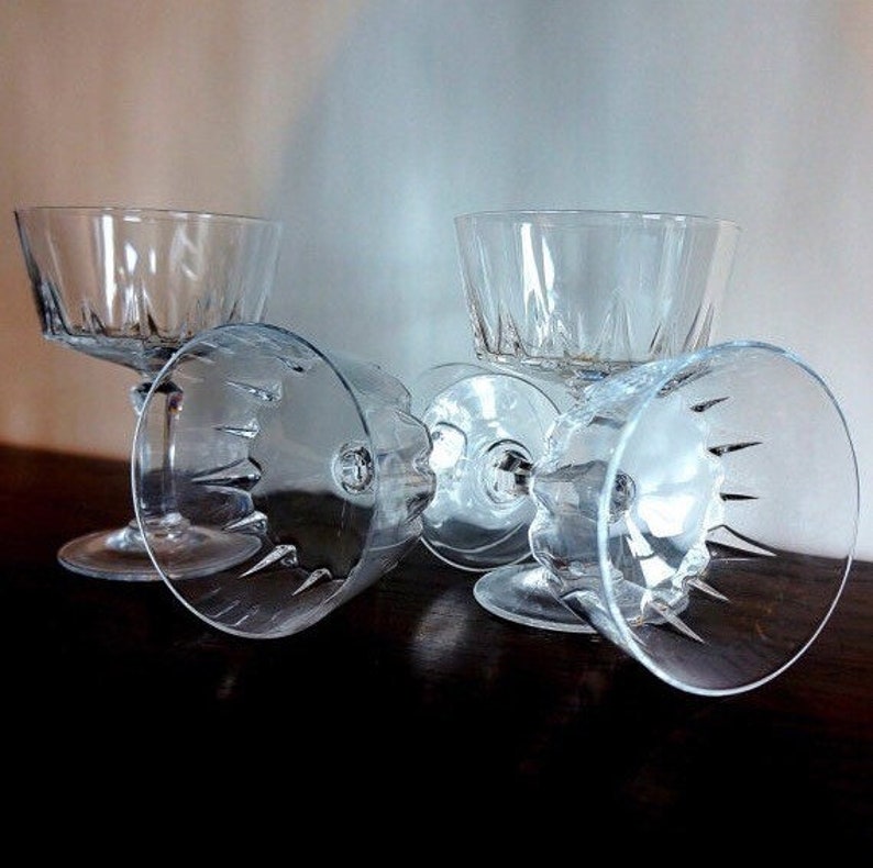 Champagne Coupe Glasses French Stems Vintage Barware Etsy