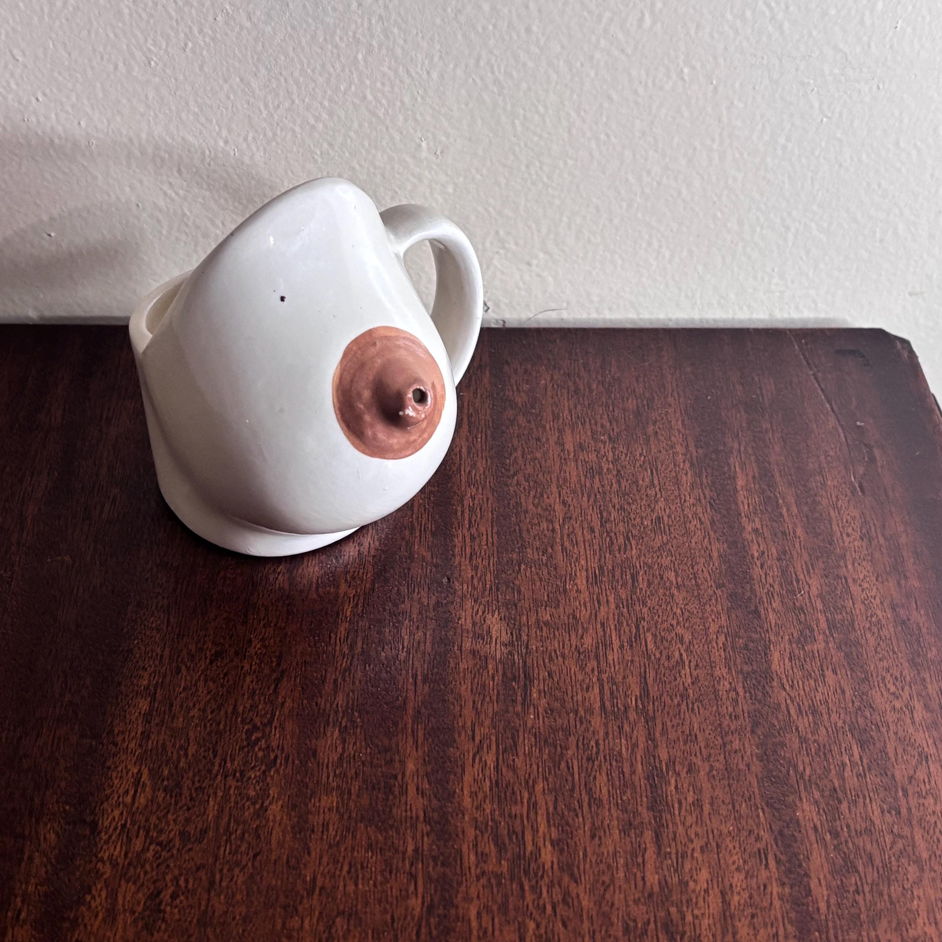 Boob Mug | 1970s Gag Gift | Nipple Spout | Kitsch Creamer | Pop