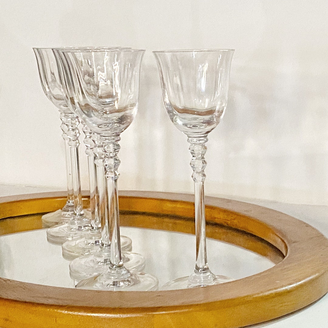 Mikasa Vintage Stemware Set Sherry Apéritif Port Optic Bowl 1980s Tall Wine Glasses