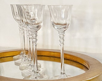 Mikasa • Sonnet • Vintage Stemware Set • Sherry | Apéritif | Port • Optic Bowl • 1980s • Tall Wine Glasses • Stemware | Glassware Stems