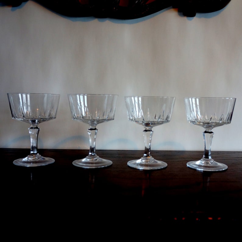 Champagne Coupe Glasses French Stems Vintage Barware Etsy