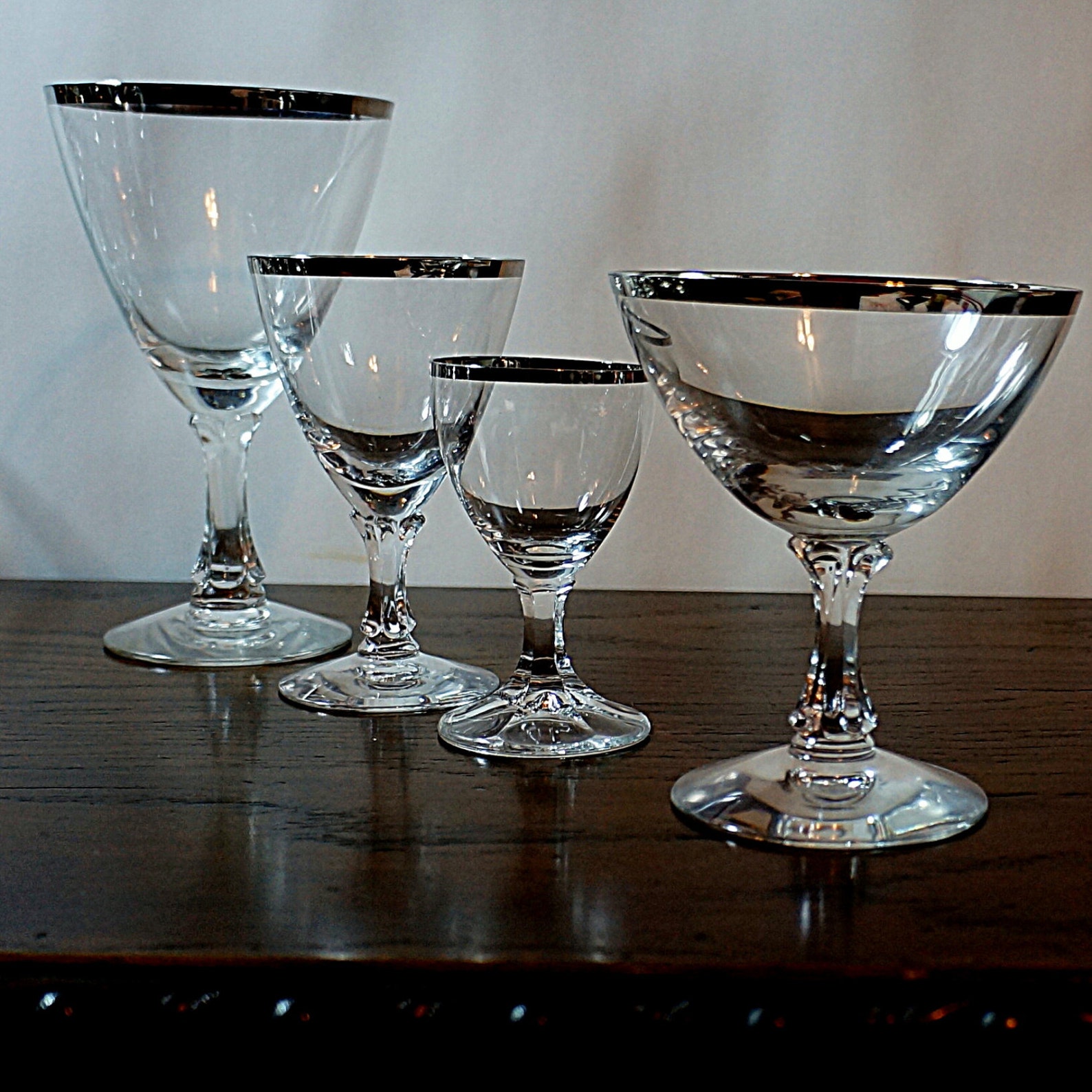 Platinum Band Wine Glasses Wedding Ring Fostoria Silver Etsy