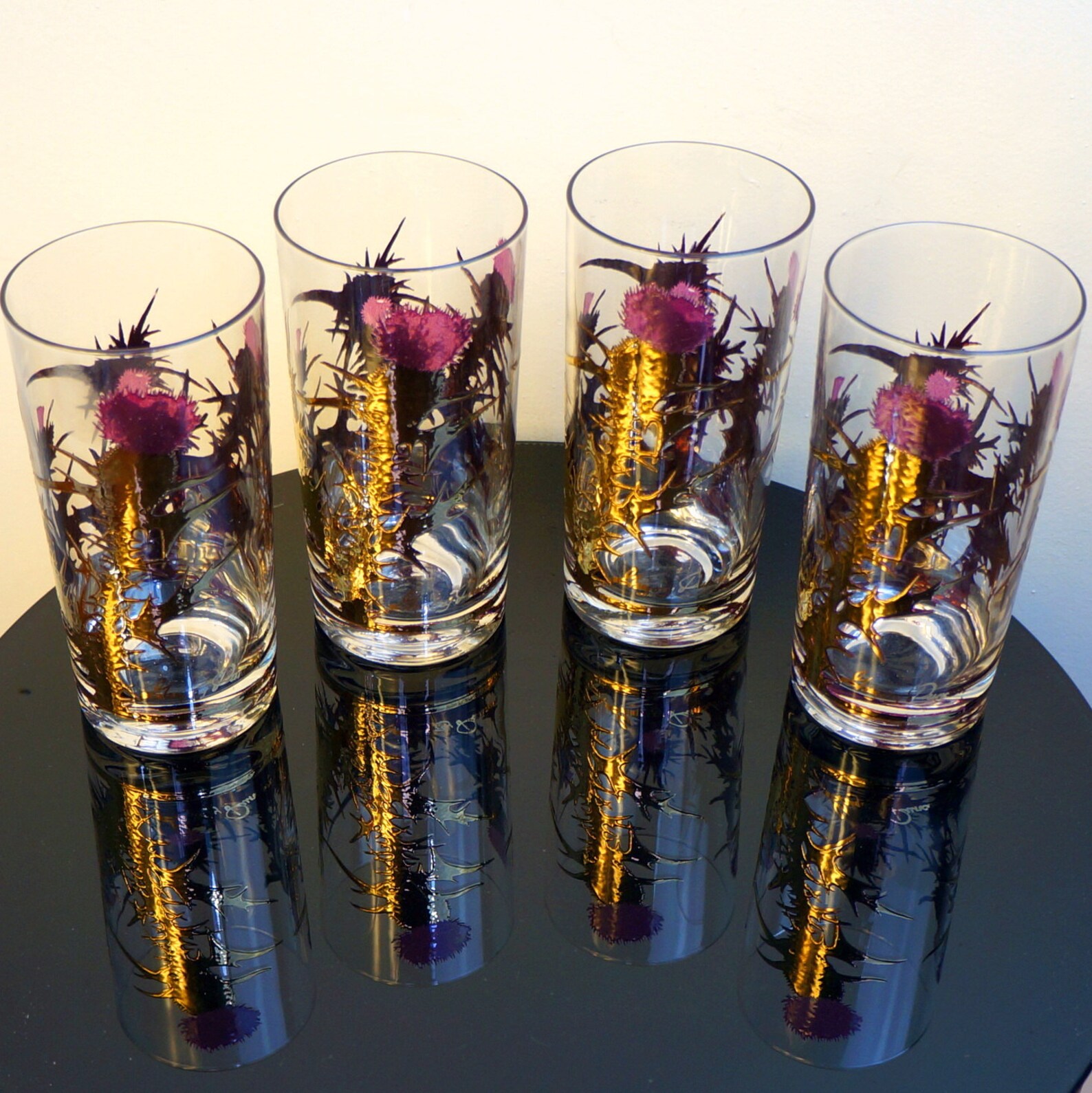 Scottish Thistle Glasses Gregory Duncan 4 Highballs Etsy