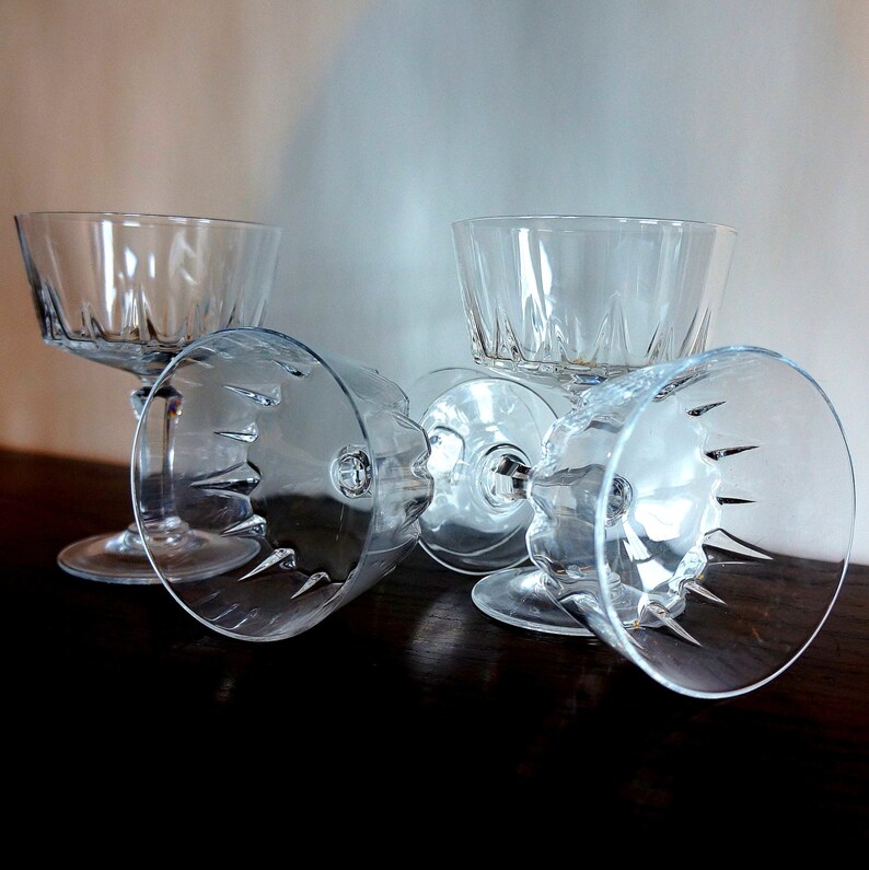 Champagne Coupe Glasses French Stems Vintage Barware Etsy