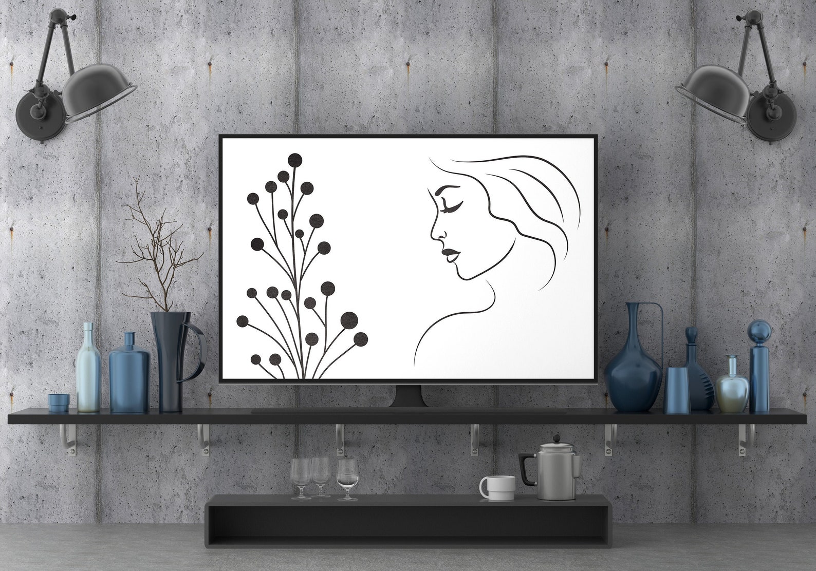 Samsung Frame TV Wall Art Art for TV Mid Century Art for Tv Etsy