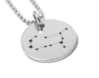 Gemini Necklace - Zodiac Constellation Jewelry - Star Sign - Gemini Sign - Stamped Astrology Symbols - Moon Jewelry - Celestial Necklace