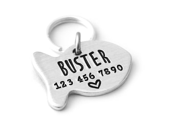 Personalized Cat Name ID Tag - Pet ID Tag - New Kitten Tag - Collar Tag - Phone Number - Pet Collar Charm - Engraved Cat Tags