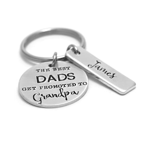 Grandpa Keychain Gift for New Grandpa Gift for Dad Best Dads Get Promoted to Grandpa Papa Gift Personalized Keychain Engraved image 1