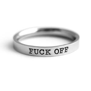 Aangepaste stapelringen - vloekwoordring - 3 mm gepersonaliseerde gestempelde ring - F*CK Off godslastering ring - vloekwoordring - Sassy - grappig cadeau