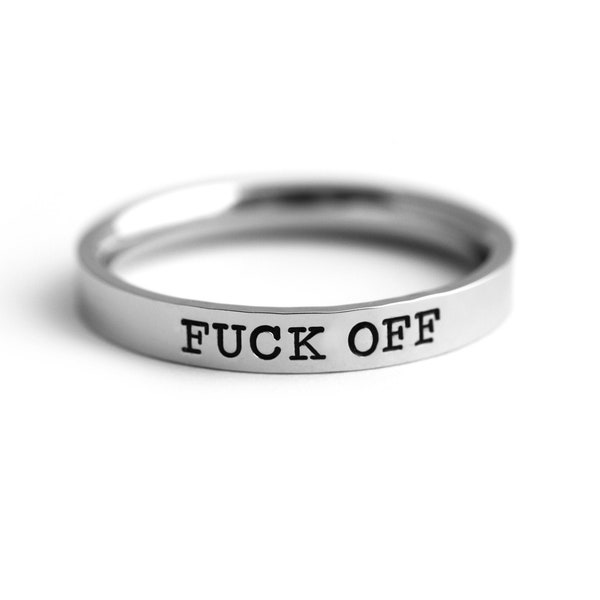 Custom Stacking Rings - Curse Word Ring - 3mm Personalized Stamped Ring - F*CK Off Profanity Ring - Swear Word Ring - Sassy - Funny Gift