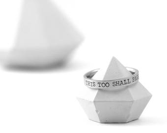 Stamped Stainless Steel Ring: This Too Shall Pass, 3mm Band