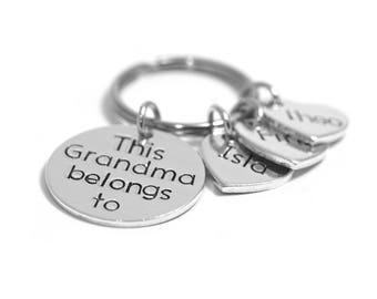 This Grandma Belongs To - Personalized Grandma Keychain - Hand Stamped Grandmother Gift - Gift for Nana - Stamped Keychain - Gift under 30