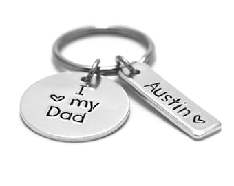 Personalized Dad Keychain - Hand Stamped Keychain - Kids Names - Gift for Dad - I Love My Dad - Engraved Keychain - Father's Day - Birthday