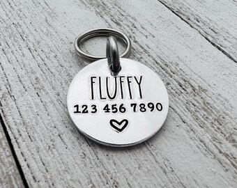 Personalized Cat / Dog Collar Name Tag - Stamped Metal Pet Tags - Pet Collar ID Tag - Personalized Name Charm - Hand Stamped Cat ID Tag