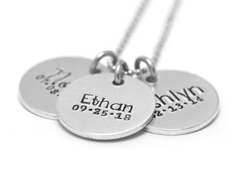 Child's Name Necklace - Personalized Necklace - Hand Stamped - Gift Idea for Mom - Mom Jewelry - Grandma Gifts - Mother's Day - Birthdate