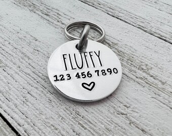 Personalized Pet Tag - SMALL - Stamped Metal Cat Tags - Pet Collar ID Tag - Personalized Tag - Engraved Custom Pet Tag - Hand Stamped ID Tag