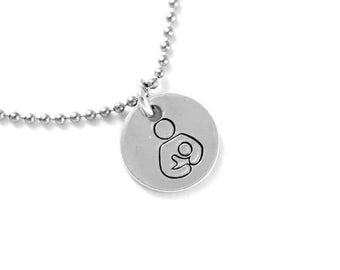 Breast Feeding Symbol - Breastfeeding Advocacy - Hand Stamped Necklace - Nursing Necklace - Milestone Charm - Breast is Best - Engraved