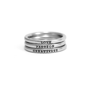 Personalized 2mm Ring - Engraved Band - Custom Stamped Ring - Word Ring - Dainty Ring - Thin Stacking - Inspirational Quote - Motivation
