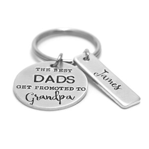 Grandpa Keychain Gift for New Grandpa Gift for Dad Best Dads Get Promoted to Grandpa Papa Gift Personalized Keychain Engraved image 2