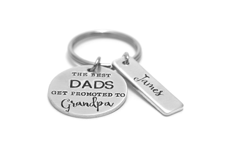 Grandpa Keychain Gift for New Grandpa Gift for Dad Best Dads Get Promoted to Grandpa Papa Gift Personalized Keychain Engraved image 2