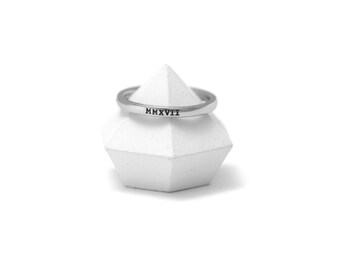Roman Numeral Ring: Hand Stamped Stainless Steel Stacking Band