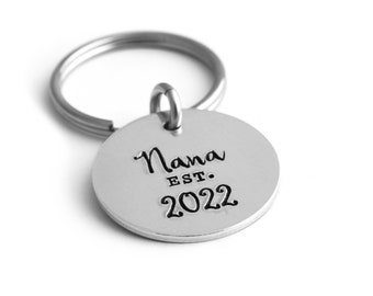 Personalized Grandma Keychain - Hand Stamped - Grandma Est - New Grandmother Gift - Keychain For Grandma - Nana Keychain