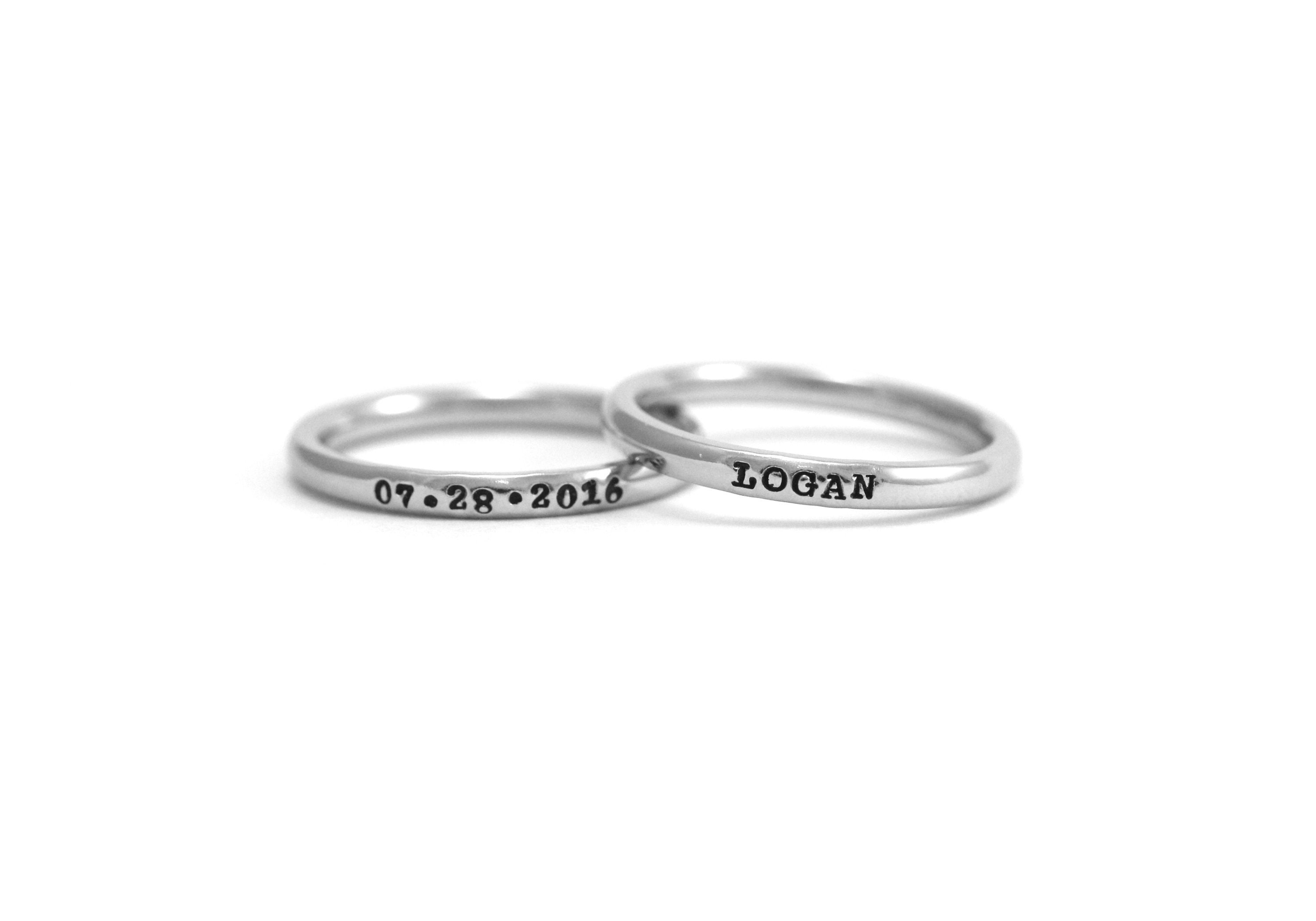 Stackable Name Rings 2mm Personalized Stacking Ring Hand Etsy Canada