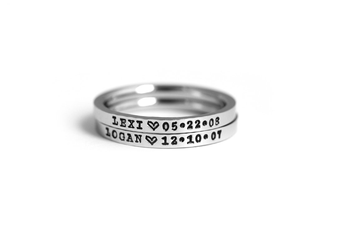 Stackable Rings Engraved Personalized Stainless Steel Stacking Ring: Engraved Name Ring (2mm) - Etsy