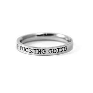 Encouragement Gift For Women 3mm Stamped Ring Sobriety Gift Anxiety Relief Keep Going Warrior Strength Mental Health Awareness image 4