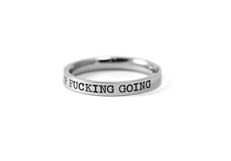 Encouragement Gift For Women 3mm Stamped Ring Sobriety Gift Anxiety Relief Keep Going Warrior Strength Mental Health Awareness image 4