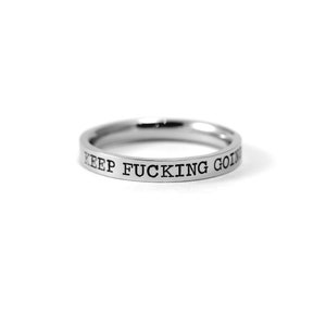 Encouragement Gift For Women 3mm Stamped Ring Sobriety Gift Anxiety Relief Keep Going Warrior Strength Mental Health Awareness image 2
