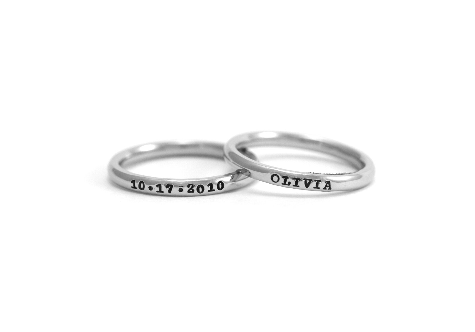 Stackable Name Rings 2mm Personalized Stacking Ring Hand Etsy Canada