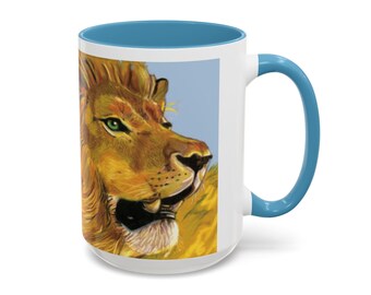 Lion Pride Coffee Mug: Majestic Ceramic Cup for Animal Lovers 11, 15oz