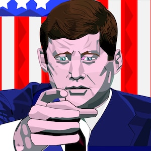 JFK Vector Illustration Art | John F. Kennedy Portrait | Historical Wall Decor