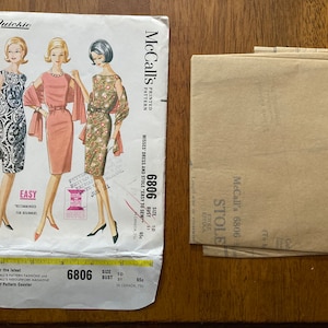 May include: Vintage McCall's sewing pattern for a misses' dress and stole, size 10, bust 31 inches. The pattern is labeled "Easy to Sew" and includes instructions for making a dress and a matching stole.