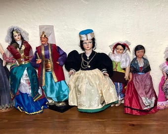Collection of 8 Dolls Representing Worldwide Countries-ranging in