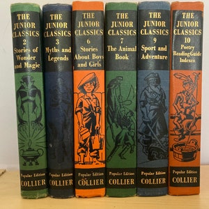 Vintage 1954 Junior Classics Books, Illustrated Children's Literature