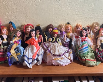 Collection of 8 Dolls Representing Worldwide Countries-ranging in