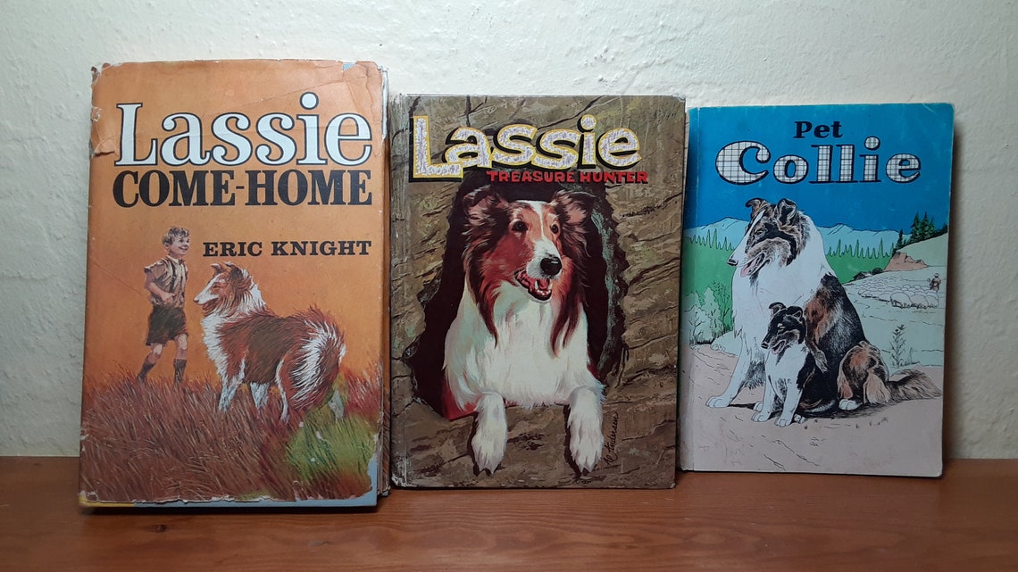 3 Vintage Lassie Collie Books Including Eric Knights Etsy 