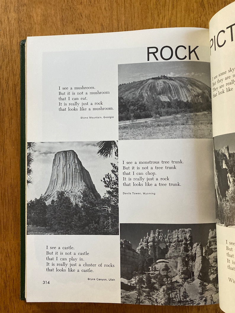 Puede incluir: Una fotograf&iacute;a en blanco y negro de una gran formaci&oacute;n rocosa que parece un hongo. El pie de foto dice: "Veo un hongo. Pero no es un hongo que pueda comer. Es realmente solo una roca que parece un hongo. Stone Mountain, Georgia"