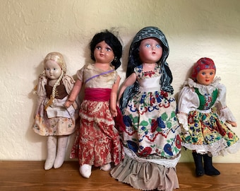 Collection of 8 Dolls Representing Worldwide Countries-ranging in